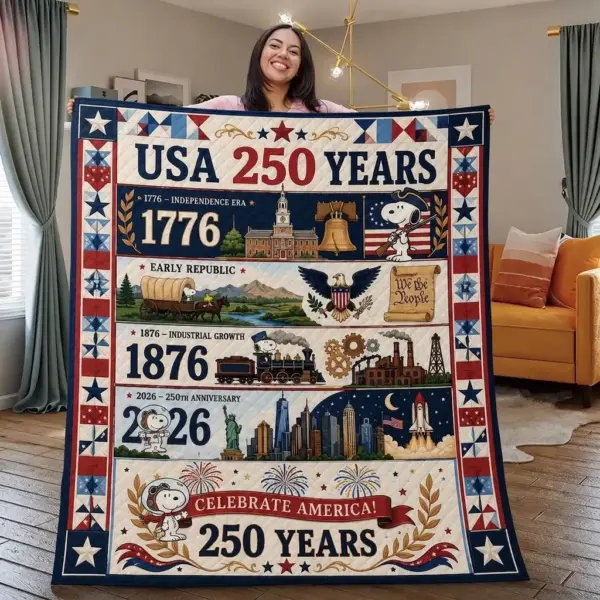 Snoopy 250 Years of America Quilt Blanket -THK132471