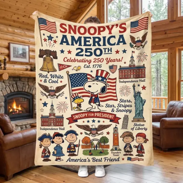 Snoopy 250 Years of America Quilt Blanket -THK132325