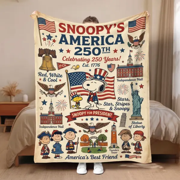 Alternative view of Snoopy 250 Years of America Quilt Blanket -THK132325