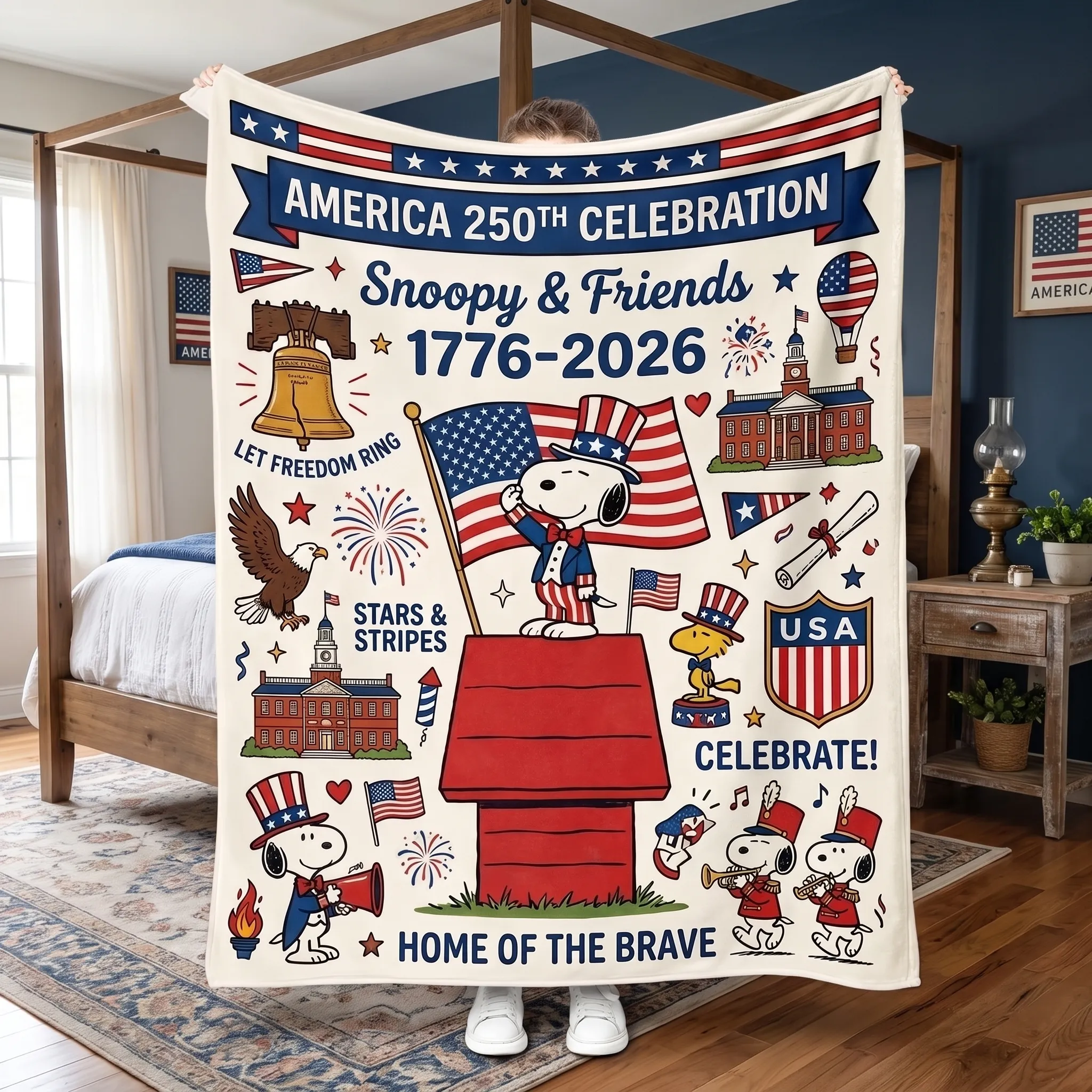 Snoopy 250 Years of America Quilt Blanket -THK132324 - Image 2