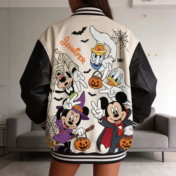 Personalized Mickey & Friends Trick Or Treat Halloween Quilted Varsity Jacket