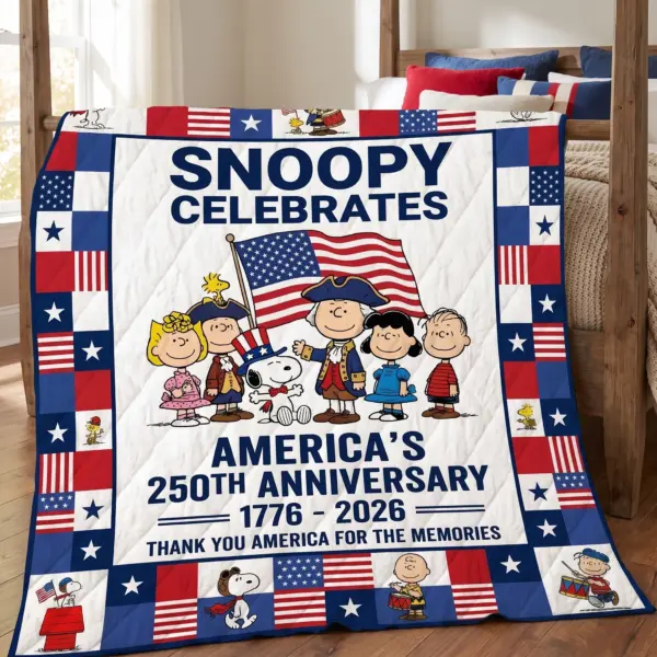 Alternative view of Snoopy 250 Years of America Quilt Blanket-THK132500