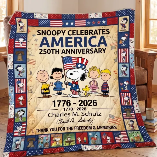 Alternative view of Snoopy 250 Years of America Quilt Blanket -THK132499