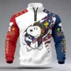 Snoopy 3D Stand Collar Zip Waffle Sweatshirt - THK132217