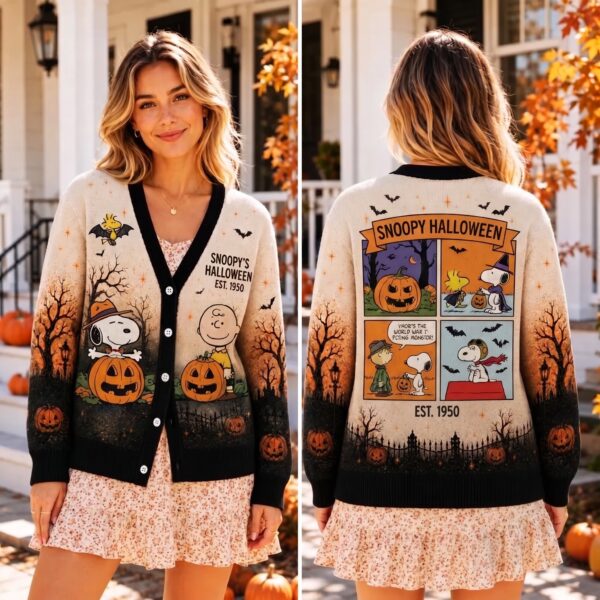 Retro Snoopy & Friends 3D Ugly Cardigan-THK132939