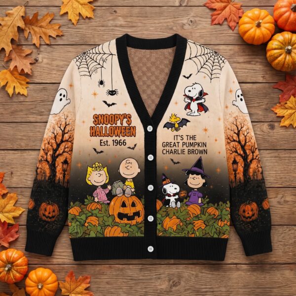 Alternative view of Retro Snoopy & Friends 3D Ugly Cardigan-THK132942