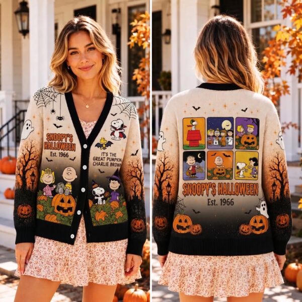 Retro Snoopy & Friends 3D Ugly Cardigan-THK132942