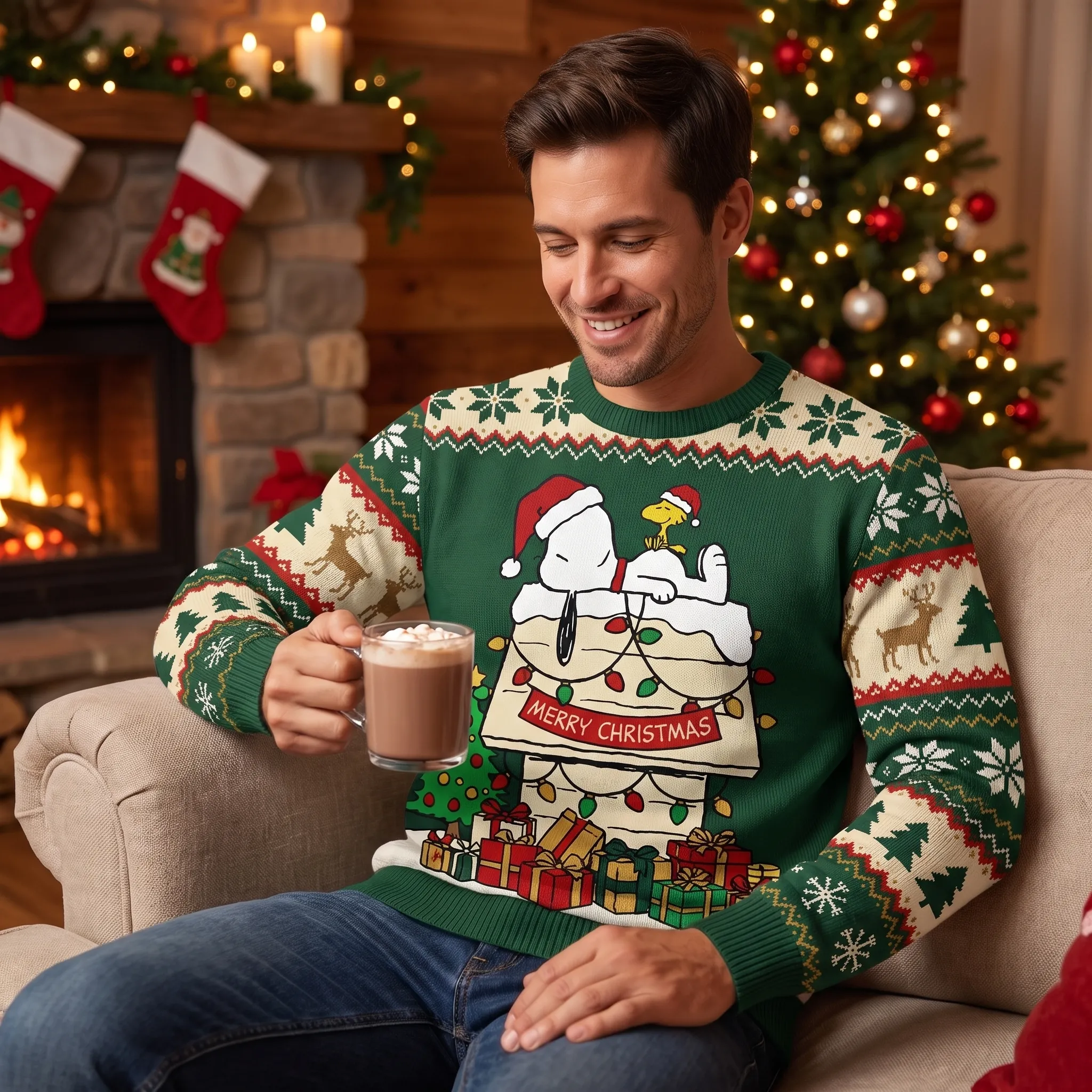 The Peanuts Snoopy Christmas Knitted Sweater-THK132961 - Image 3