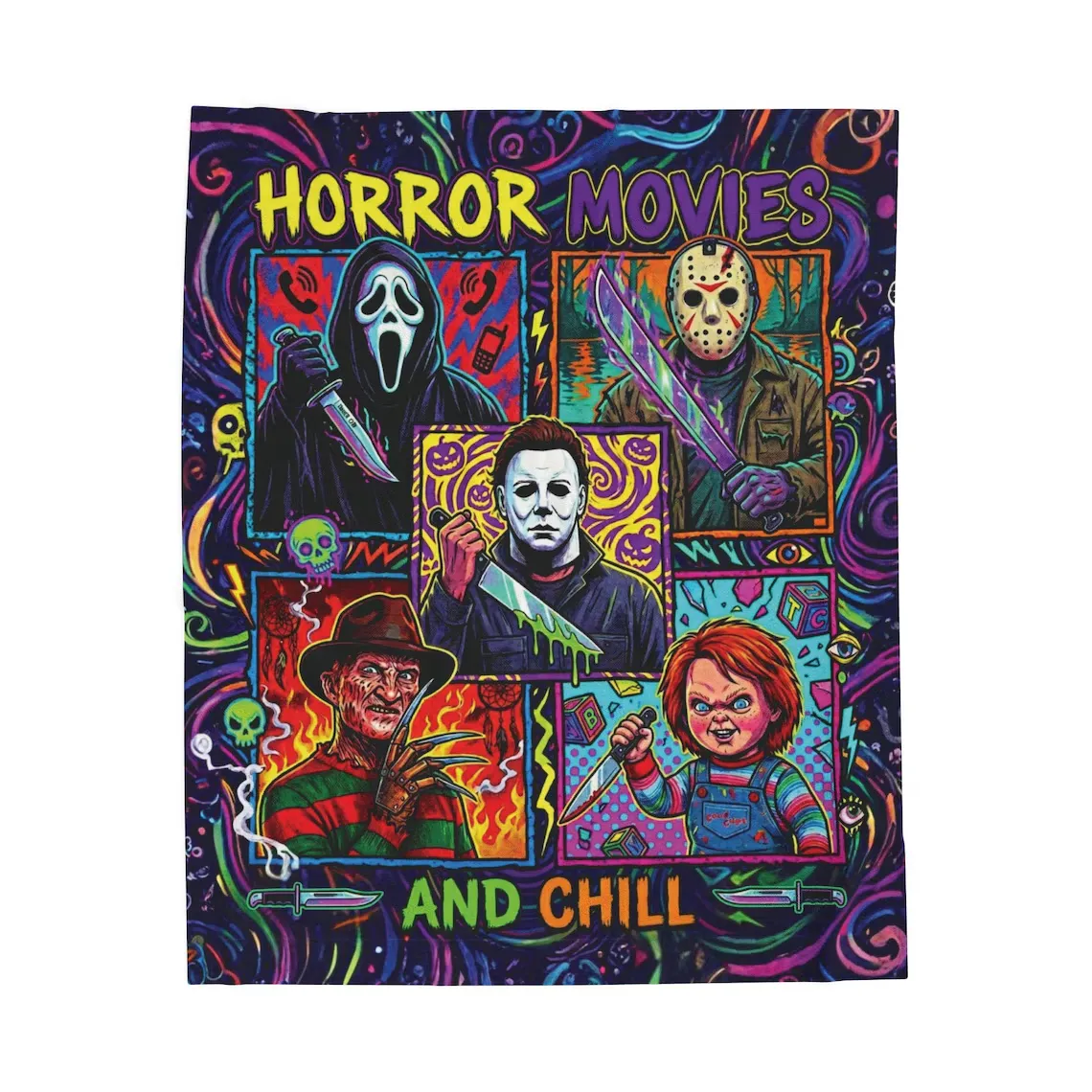 Horror Movies & Chill Halloween Quilt Blanket-THK132976 - Image 4