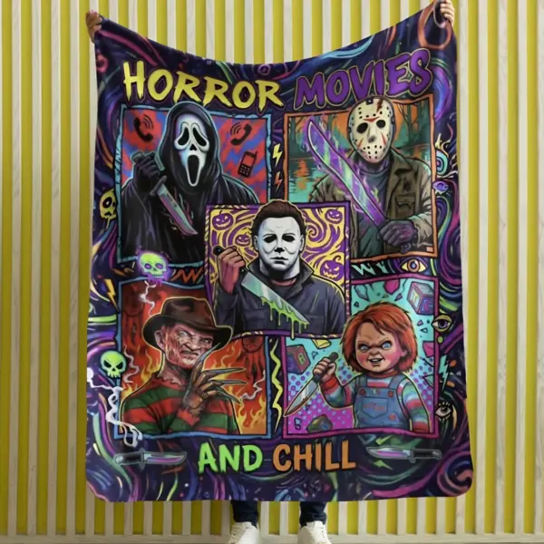 Horror Movies & Chill Halloween Quilt Blanket-THK132976 - Image 3