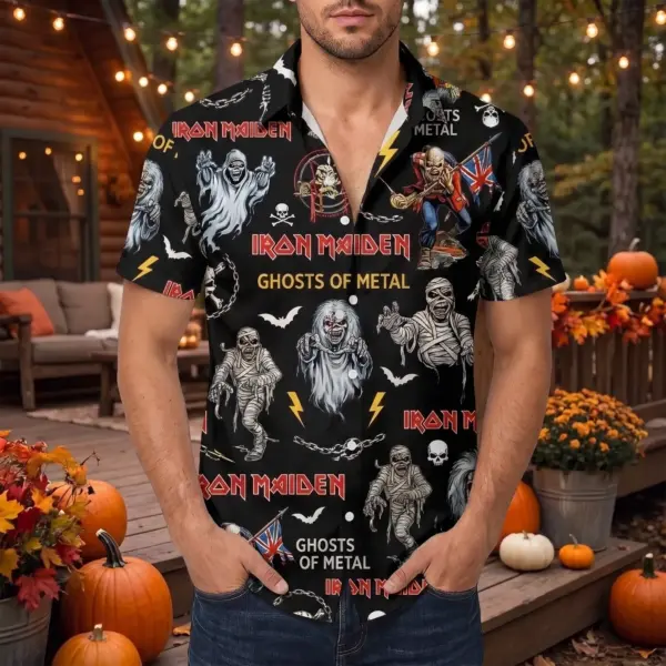 Alternative view of Iron Maiden Halloween Hawaiian Shirt-THK132820