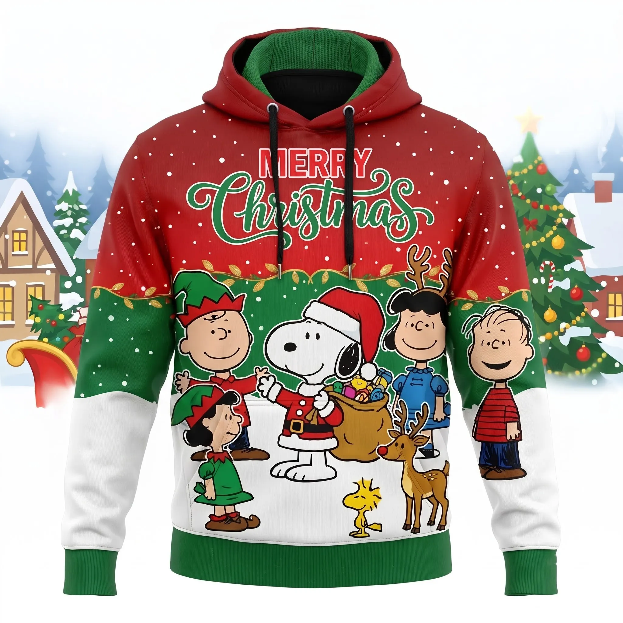Merry Christmas Peanuts Gang 3D Hoodie-THK134932