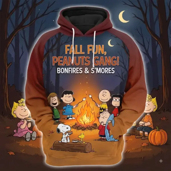 Peanuts Gang Fall Fun Bonfire 3D Hoodie-THK134949