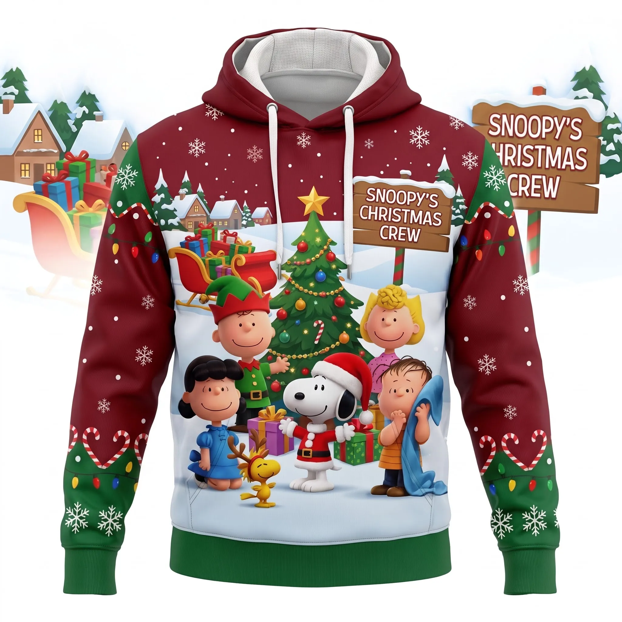 Merry Christmas Peanuts Gang 3D Hoodie-THK134946