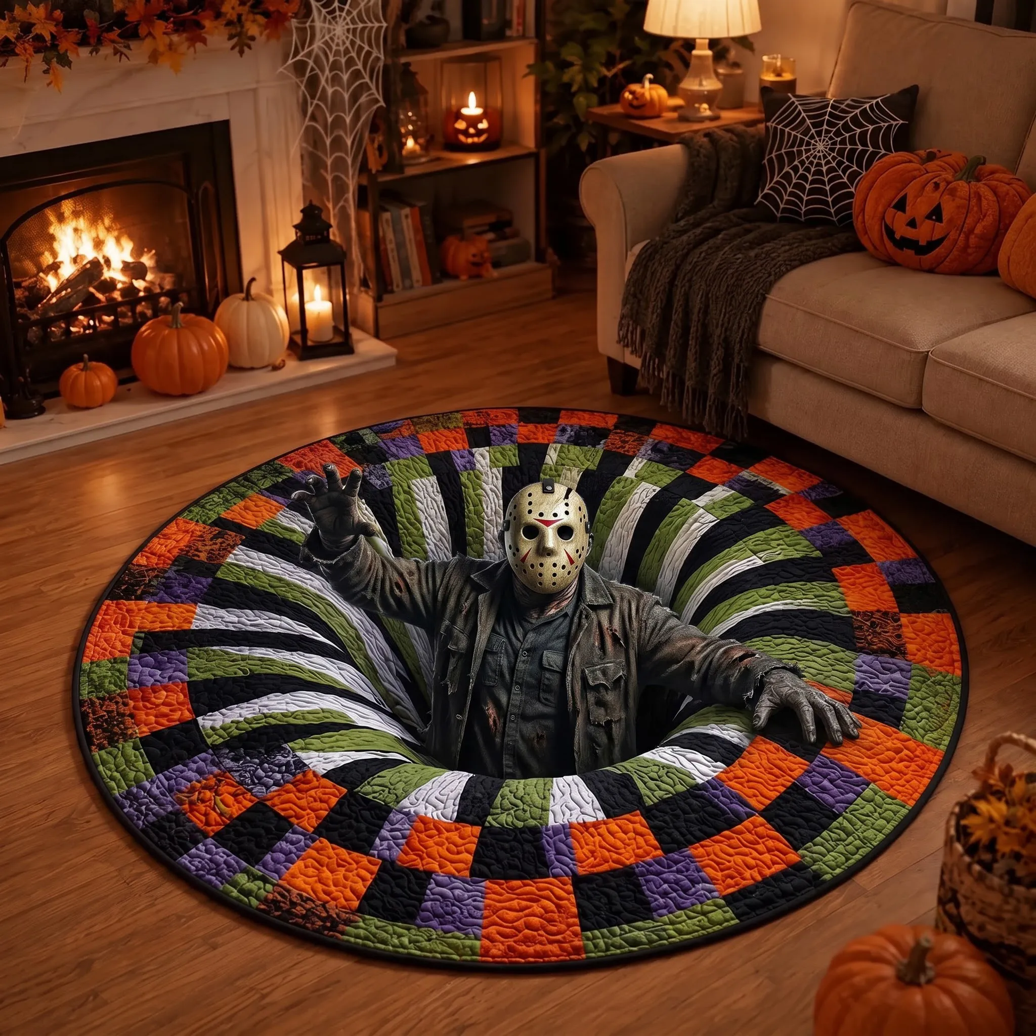 Jason Voorhees Quilted Round Rug
