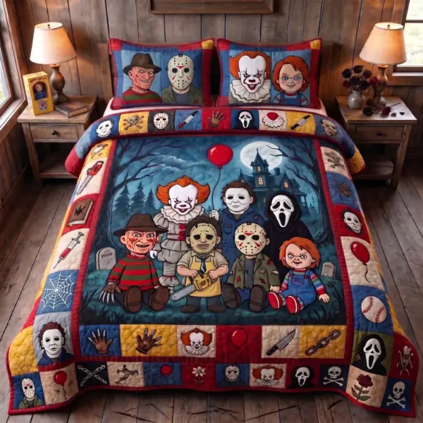 Cute Spooky Slasher Squad Halloween Quilt Bedding Set-THK134624