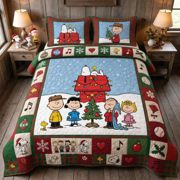 Snoopy & Friends Christmas Quilt Bedding Set-THK134625