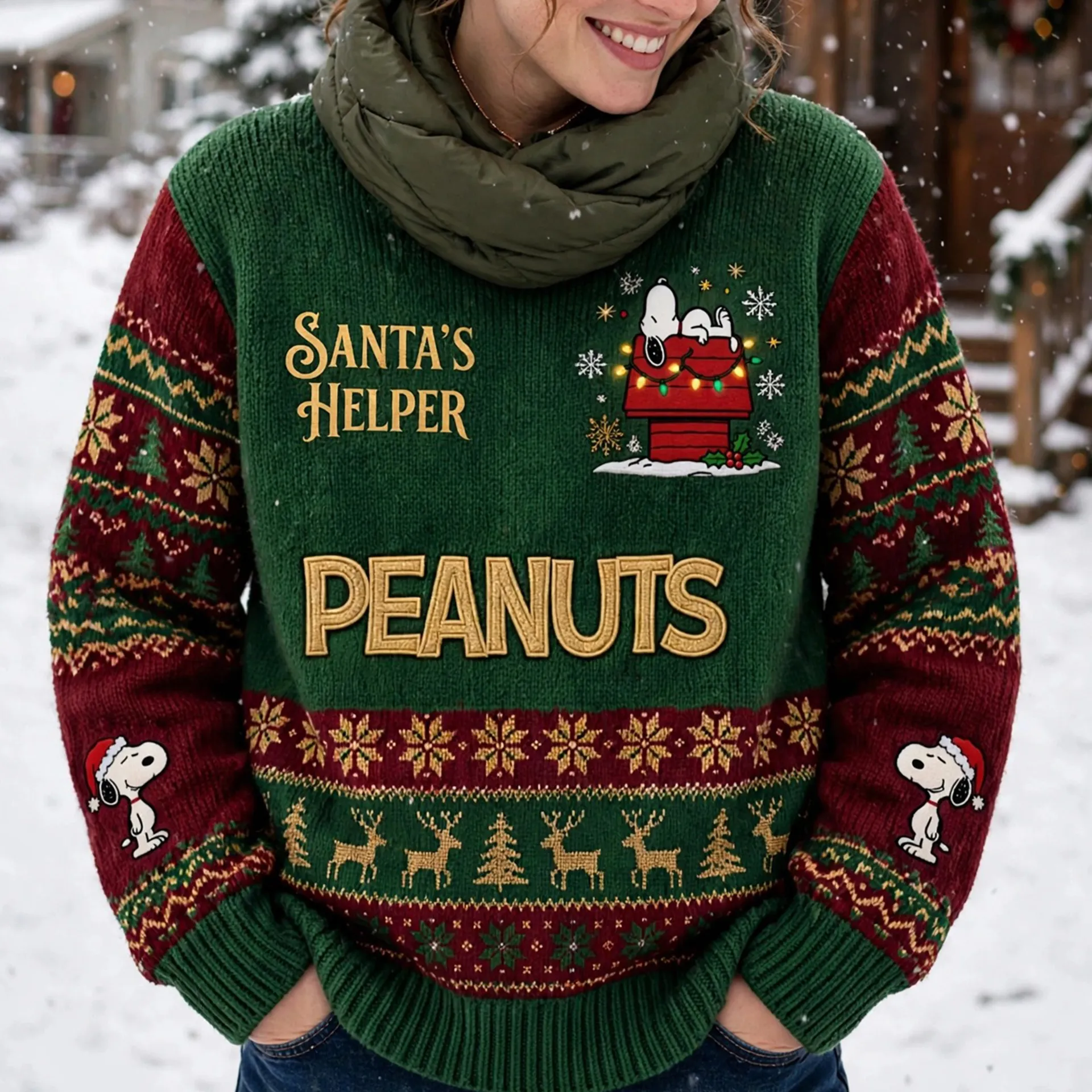 Snoopy Santa's Helper 3D Ugly Sweater-THK133995 - Image 2