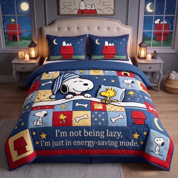 Alternative view of Snoopy Energy-Saving Mode Quilt Bedding Set-THK134669