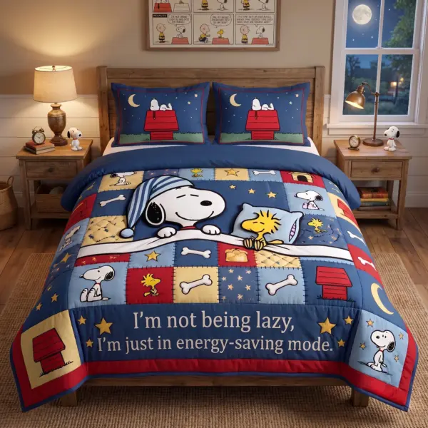 Snoopy Energy-Saving Mode Quilt Bedding Set-THK134669