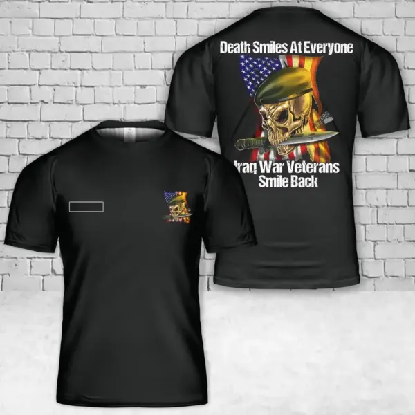 Custom Name Death Smiles At Everyone Iraq War Veteran T-Shirt
