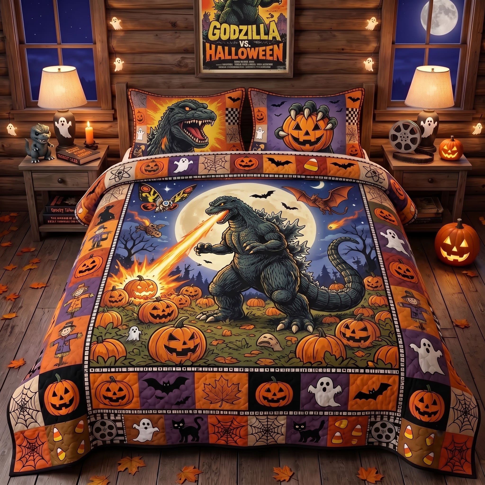 Godzilla Haloween Quilt Bedding Set-THK134782