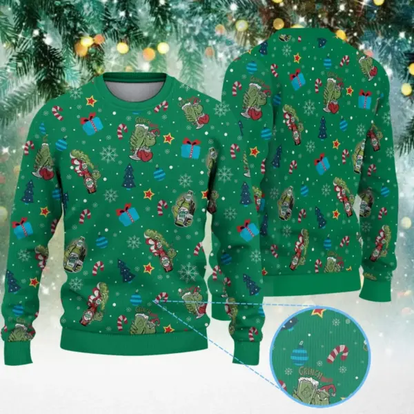 Grinch Beer Christmas Knitted Sweater