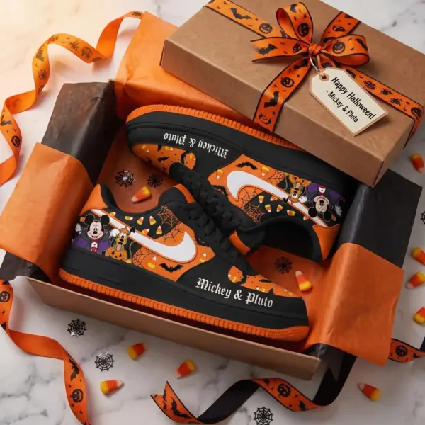 Spooky Mickey & Pluto Halloween Air Low-Top Sneakers Shoes - Image 3