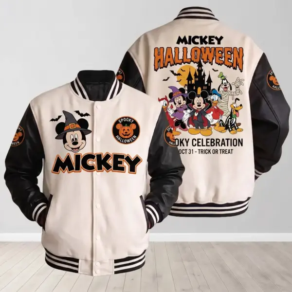 Spooky Mickey Halloween Quilted Varsity Jacket-THK133954