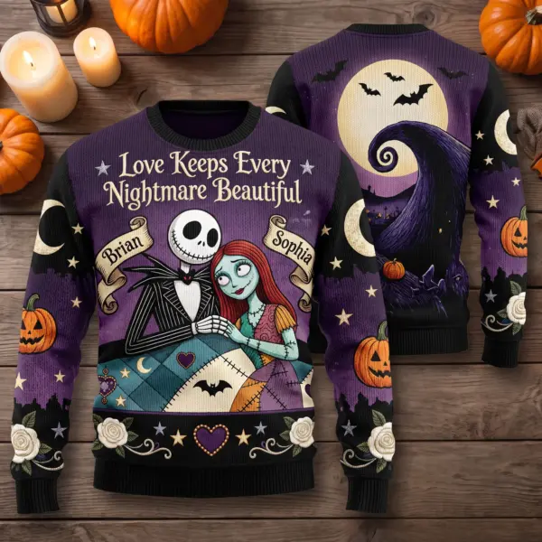 Personalized Jack And Sally Knitted Sweater-THK134696