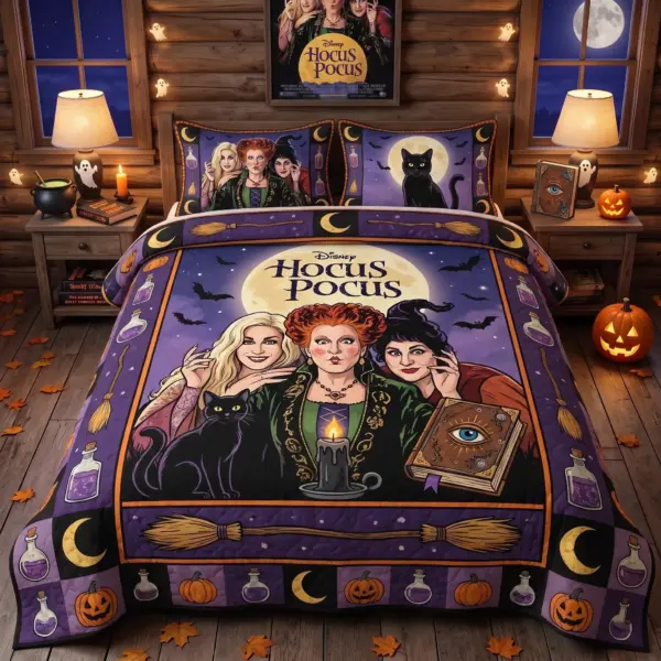 Hocus Pocus Halloween Quilt Bedding Set-THK134763