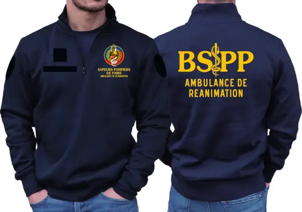 Sweat AR BSPP / Ecusson 3D Stand Collar Zip Waffle Sweatshirt