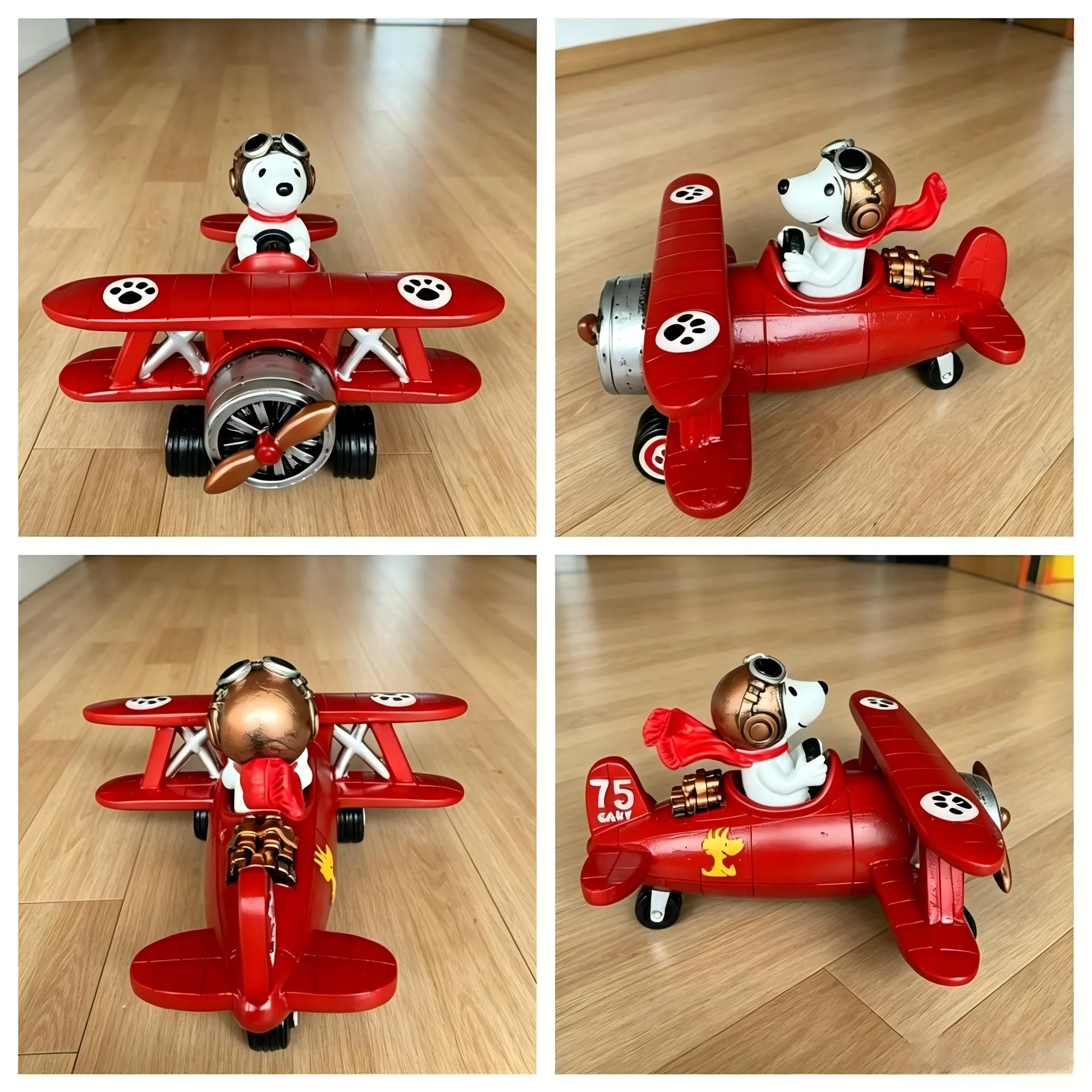 Snoopy Flying Ace 75th Anniversary Red Airplane Figurine - Image 4
