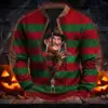 Freddy Krueger 3D Knit Half-Zip Sweater-THK135413