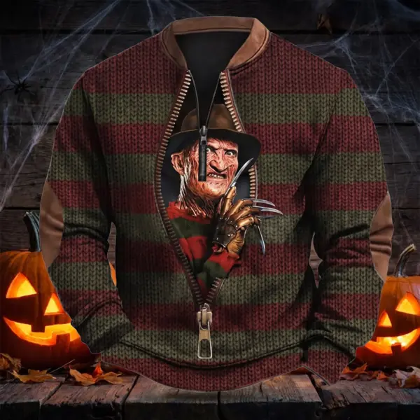 Freddy Krueger 3D Knit Half-Zip Sweater-THK135416
