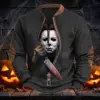 Michael Myers haloween 3D Knit Half-Zip Sweater-THK135421