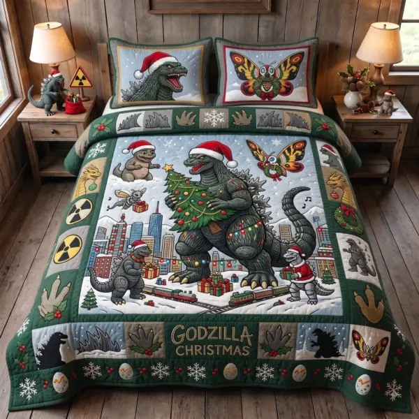 Godzilla Christmas Quilt Bedding Set-THK135369