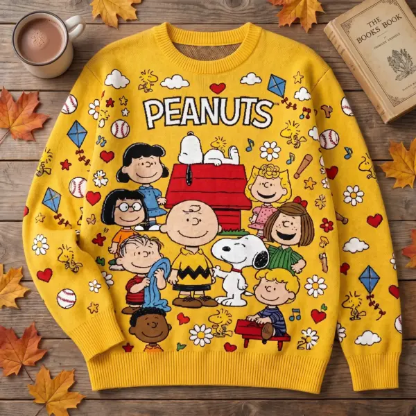 Classic Peanuts Snoopy Gang Yellow Ugly Sweater