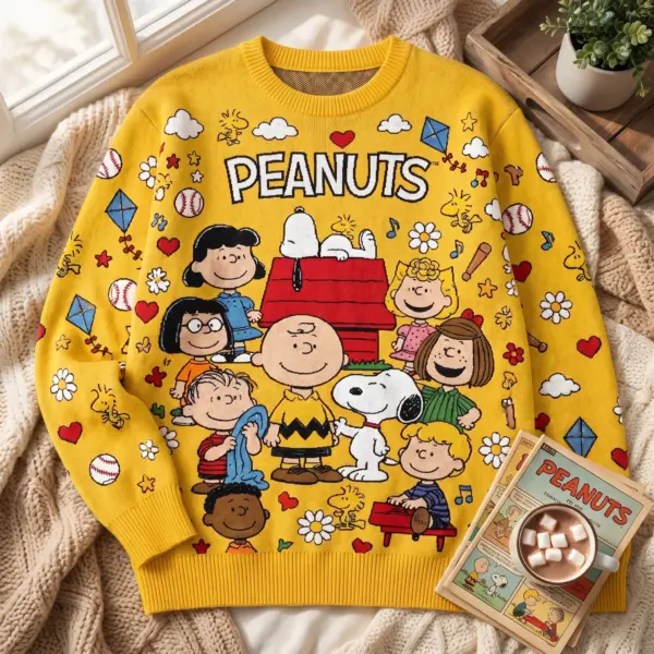 Alternative view of Classic Peanuts Snoopy Gang Yellow Ugly Sweater