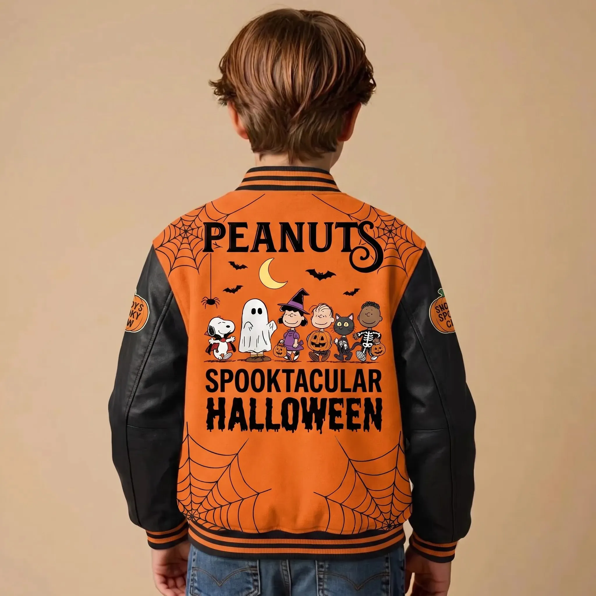 Spooky Snoopy Halloween Quilted Varsity Jacket-THK133942 - Image 3