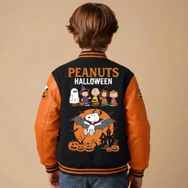 Spooky Snoopy Halloween Quilted Varsity Jacket-THK133937 - Image 3