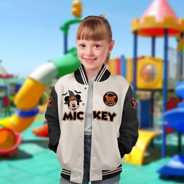 Spooky Mickey Halloween Quilted Varsity Jacket-THK133954 - Image 3