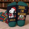 Personalized Snoopy Book Lover Socks
