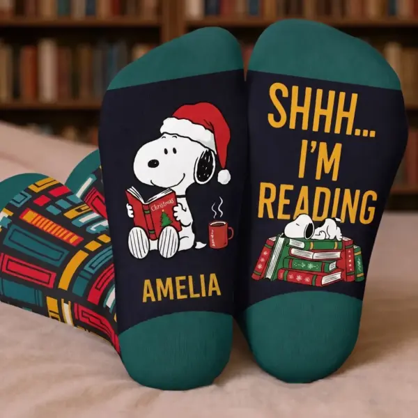 Personalized Snoopy Book Lover Socks