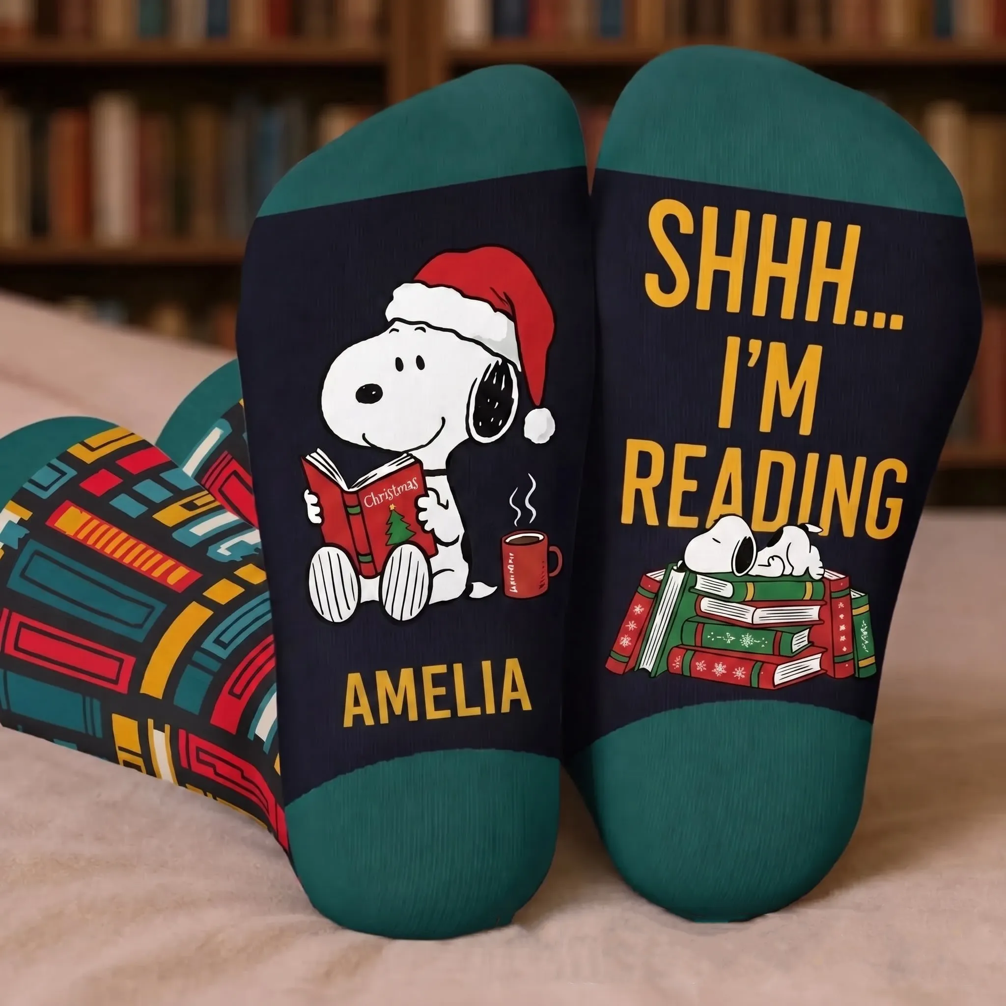 Personalized Snoopy Book Lover Socks