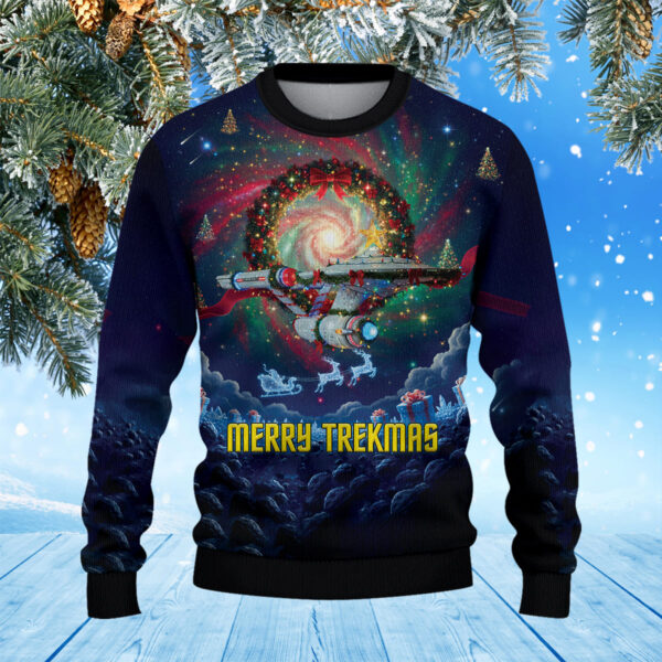 Alternative view of Star Trek NCC-1701 Merry Trekmas Christmas Knitted Sweater