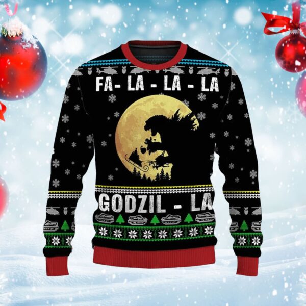 Alternative view of Godzilla Fa-la-la-la Christmas Knitted Sweater