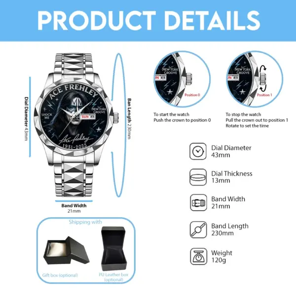 KISS x Ace Frehley Alloy Luxury Quartz Watch - THK116818 - Image 4