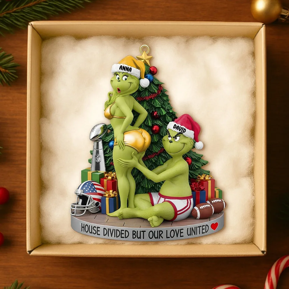 Personalized Funny Gifts For American Football-loving Couple Christmas Ornament