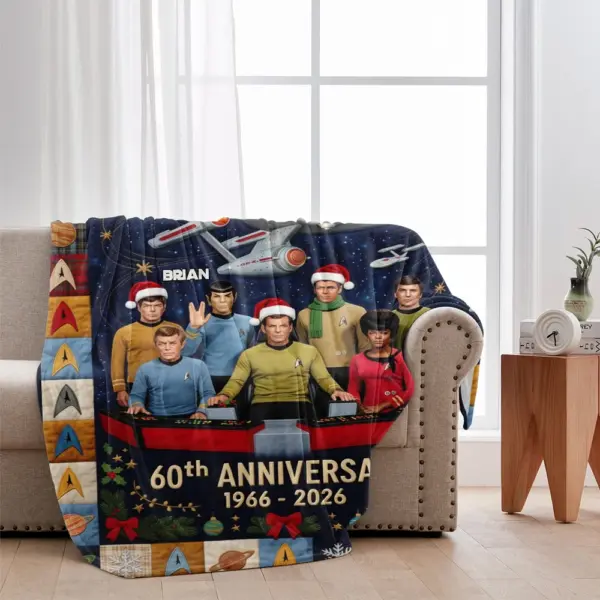 Alternative view of Personalized Star Trek 60th Anniversary Fleece Blanket-THK136840
